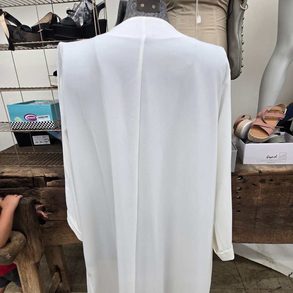 woman's Worthington White duster cardigan with ruffle detail - Picture 4 of 8